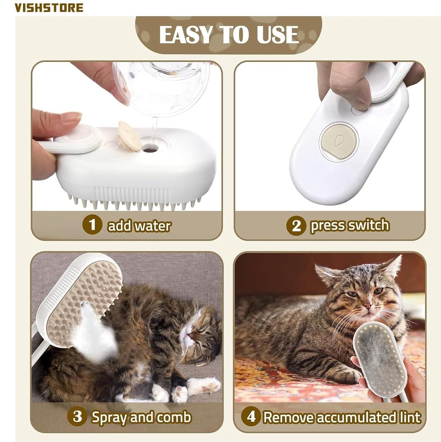 Steam Brush for Dog/Cat - Bazarshopy